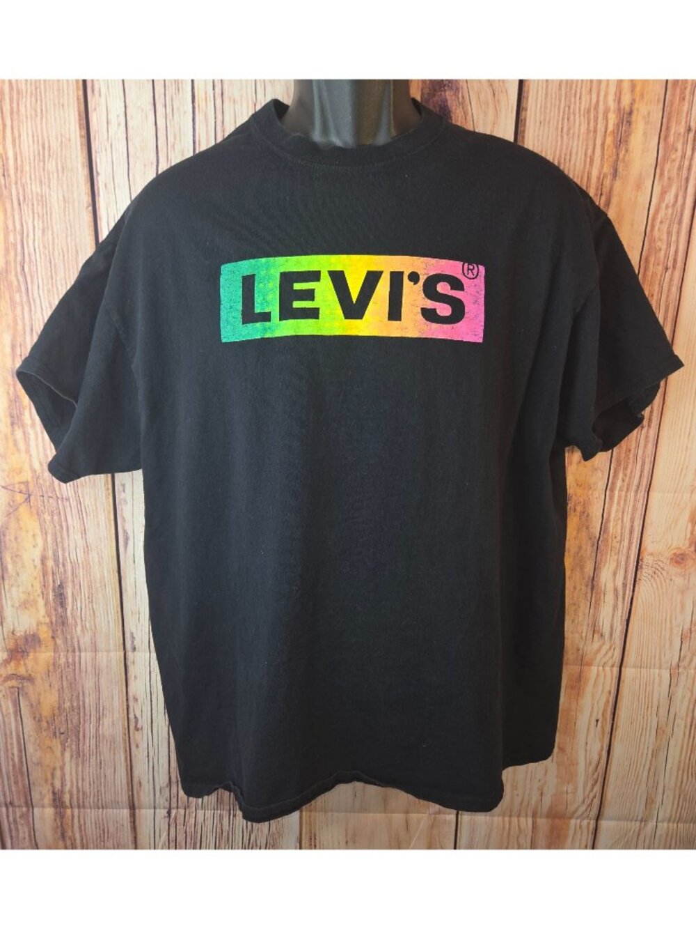 Levis Unisex Black T-Shirt Size XL - Rainbow Logo